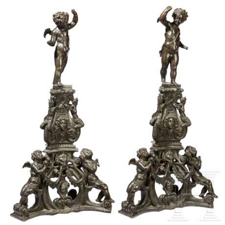 Ein Paar monumentale Kaminböcke im Stil der Renaissance, Venedig, 19. Jhdt. - Foto 1