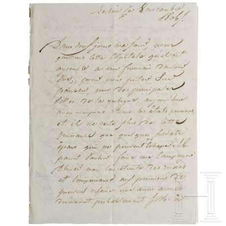 Alexandre Louis Robert de Girardin - Autograph, datiert 8.11.1806 - фото 1