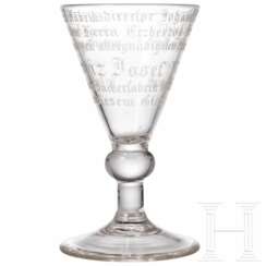 Kaiser Franz Joseph I. - Likörglas mit Geschenkinschrift, datiert 1847