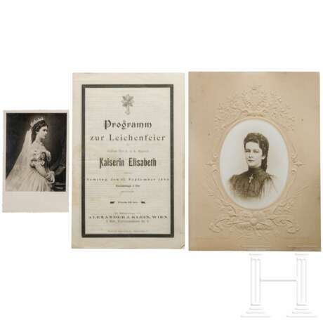 Kaiserin Elisabeth von Österreich - Programm zur Leichenfeier am 17.9.1898 sowie zwei Aufnahmen - photo 1