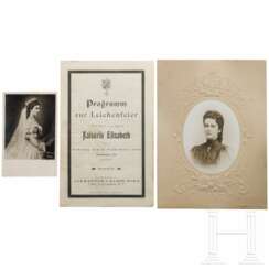 Kaiserin Elisabeth von Österreich - Programm zur Leichenfeier am 17.9.1898 sowie zwei Aufnahmen