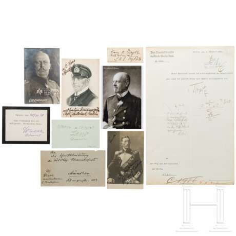 Sieben Autographen, dabei Felix Graf Luckner, Julius Lauterbach-Emden, Erich Ludendorff, Alfred von Tirpitz und Reinhard Scheer - photo 1
