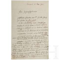 Ferdinand Graf von Zeppelin - eigenhändiger Brief aus Neapel, Mai 1903