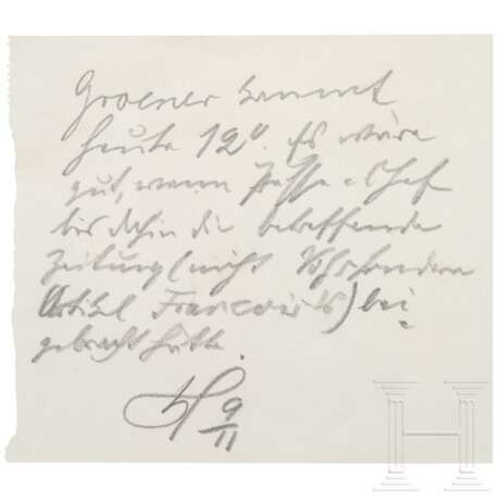 Reichspräsident Paul von Hindenburg - Handzettel bzgl. Groener, um 1932 - фото 1