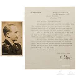 Otto Dietrich - signierte Hoffmann-Portraitpostkarte sowie Brief, 1941