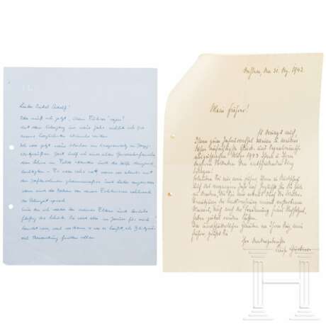 Adolf Hitler - zwei handschriftliche Briefe von Inge Lutze und Luise Gürtner zum Jahreswechsel 1942/43 mit den Abschriften auf der Schreibmaschine mit den großen Lettern - фото 1