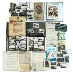 Konvolut mit zwei Fotoalben Heer und Luftwaffe, zahlreichen Dokumenten mit SS, Briefen, Unterlagen und Fotos