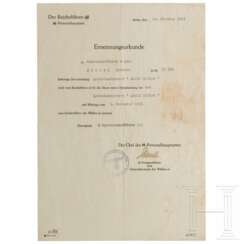 SS-Gruf. Walter Schmitt - signierte Ernennungsurkunde zum Untersturmführer (S) in der LAH vom 24.10.1941
