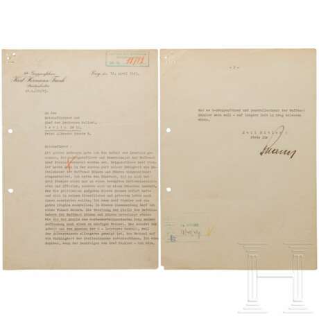 SS-Gruf. Karl Hermann Frank - signierter Brief an Heinrich Himmler vom 14.4.1943 - photo 1