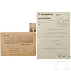 Früher Anwerbe-Zettel der NSDAP und Empfehlungsschreiben, 1930/34