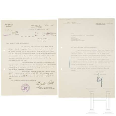 Gauleiter Wilhelm Kube und Emil Stürtz - zwei signierte Briefe, 1928 bzw. 1940 - Foto 1