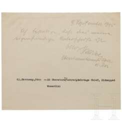 Otto Skorzeny - eigenhändige Unterschriftenbestätigung vom 9. September 1945
