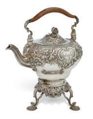 A GEORGE IV SILVER TEA-KETTLE, STAND AND LAMP