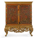 A PAIR OF ENGLISH PADOUK, CHINESE RED LACQUER AND JAPANNED CABINETS ON GILTWOOD STANDS - фото 3