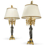 A PAIR OF LOUIS XV-STYLE ORMOLU AND PATINATED-BRONZE EIGHT-LIGHT CANDELABRA, ADAPTED AS LAMPS - фото 2