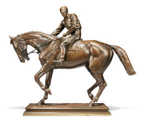 A FRENCH PATINATED-BRONZE GROUP, ENTITLED &#39;LE GRAND JOCKEY&#39;