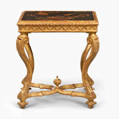A NORTH EUROPEAN GILTWOOD AND CHINESE LACQUER SMALL CENTRE TABLE