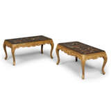 A PAIR OF LOUIS XV GILTWOOD STOOLS, NOW FITTED WITH CHINESE LACQUER PANELS - фото 1