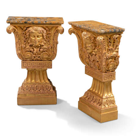 A PAIR OF GEORGE II GILT-MAHOGANY PIER TABLES - photo 1