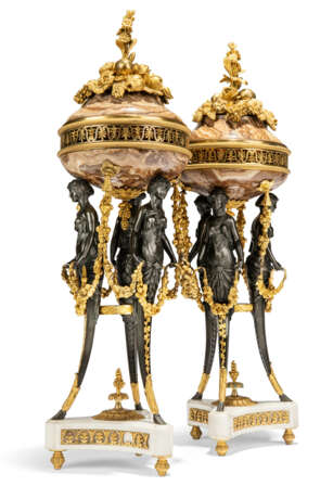 A PAIR OF LOUIS XVI ORMOLU-MOUNTED, PATINATED-BRONZE AND ALABASTRO FIORITO BRULE-PARFUMS - photo 2