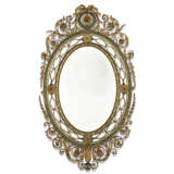 A VICTORIAN ADAM REVIVAL GREEN-PAINTED AND PARCEL-GILT COMPOSITION MIRROR - фото 1