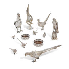 A LATE VICTORIAN SILVER MODEL OF A COCKEREL AND A GEORGE V PHEASANT