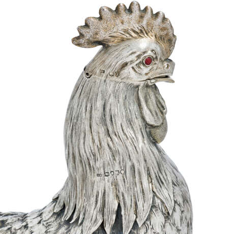 A LATE VICTORIAN SILVER MODEL OF A COCKEREL AND A GEORGE V PHEASANT - Foto 4