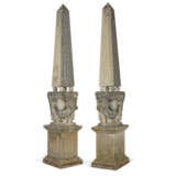 A PAIR OF CARVED LIMESTONE OBELISKS - фото 2