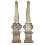 A PAIR OF CARVED LIMESTONE OBELISKS - фото 3