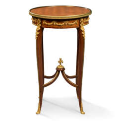 A LOUIS XV-STYLE ORMOLU-MOUNTED MAHOGANY AND PARQUETRY GUERIDON