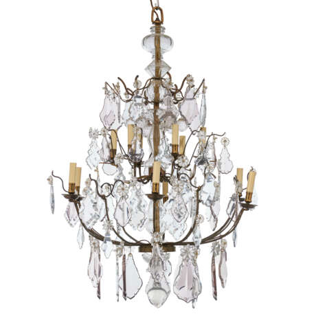 A FRENCH CUT-GLASS AND BRASS TWELVE-LIGHT CHANDELIER - photo 2