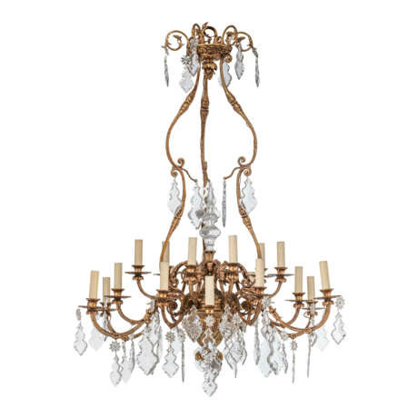 A PAIR OF LOUIS XVI-STYLE GILT-BRONZE AND CUT-GLASS EIGHTEEN-LIGHT CHANDELIERS - фото 2