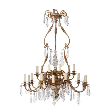 A PAIR OF LOUIS XVI-STYLE GILT-BRONZE AND CUT-GLASS EIGHTEEN-LIGHT CHANDELIERS - фото 4