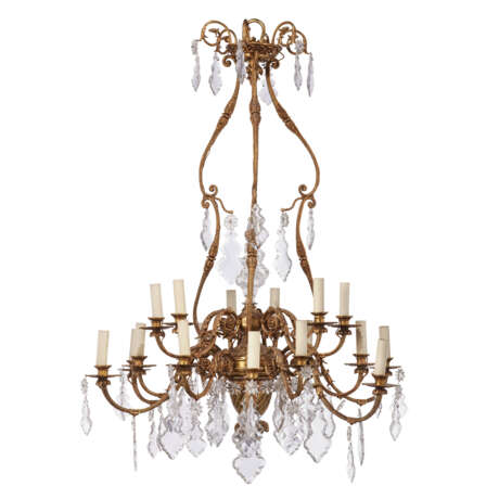 A PAIR OF LOUIS XVI-STYLE GILT-BRONZE AND CUT-GLASS EIGHTEEN-LIGHT CHANDELIERS - фото 5