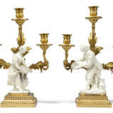 A PAIR OF FRENCH ORMOLU-MOUNTED BISCUIT PORCELAIN THREE-LIGHT CANDELABRA - photo 2