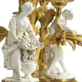 A PAIR OF FRENCH ORMOLU-MOUNTED BISCUIT PORCELAIN THREE-LIGHT CANDELABRA - фото 5