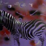 Purple zebra spraypaint Смешанная техника на бумаге decorative Анималистика Украина 2023 г. - фото 1