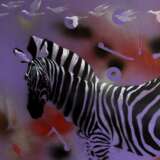 Purple zebra Pappe Mischtechnik auf Papier decorative Animalistisches Ukraine 2023 - Foto 2