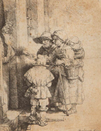 REMBRANDT HARMENSZOON VAN RIJN 1606 Leiden - 1669 Amsterdam DIE BETTLER AN DER HAUSTÜR - Foto 1