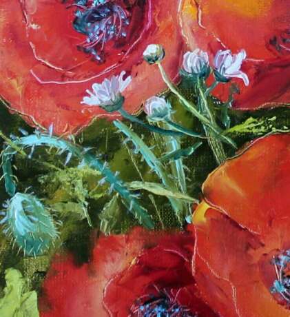 “Poppy bouquet” Canvas Oil paint 398 2015 - photo 2