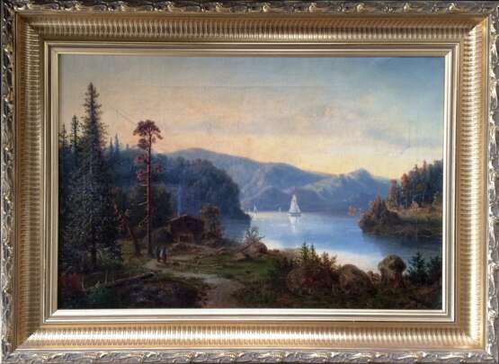 “The Alps. Mountain lake”. Monogram: BB. XIX century.” - photo 1