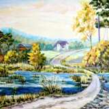 „Die Straße auf Johanniskraut“ Leinwand Ölfarbe Modern Landschaftsmalerei 2012 - Foto 1