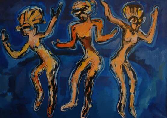 “Three dancers” Canvas Oil paint Expressionist Everyday life 2007 - photo 1