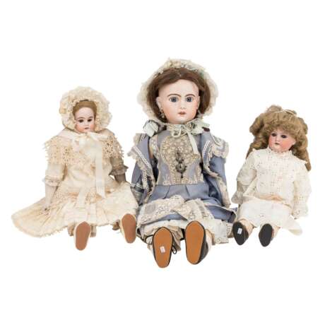 3-piece set of porcelain head dolls late 19th/early 20th c. - photo 1