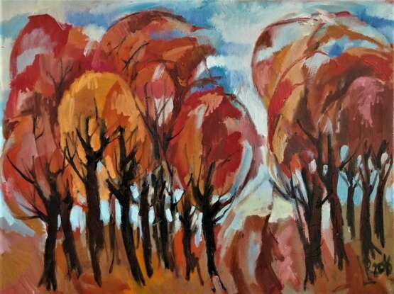 “Autumn 2” Canvas Oil paint Expressionist Landscape painting 2016 - photo 1