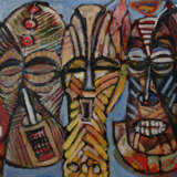 “Masks masks masks ...” Canvas Oil paint Expressionist Everyday life 2013 - photo 1
