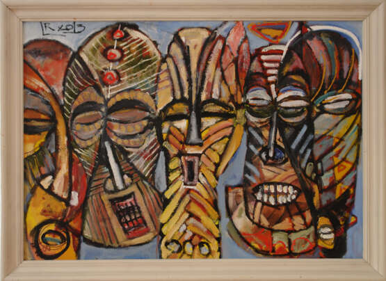 “Masks masks masks ...” Canvas Oil paint Expressionist Everyday life 2013 - photo 2