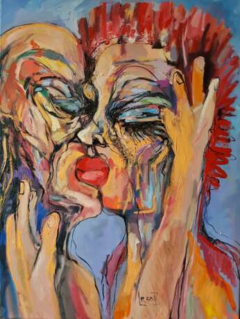 “Kiss 4” Canvas Oil paint Expressionist Everyday life 2017 - photo 1