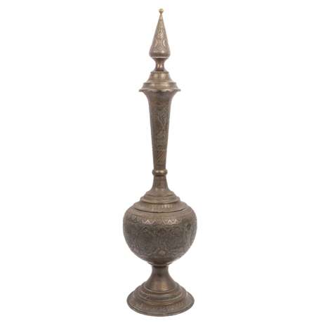 Large richly decorated metal bottle. ORIENTAL. - фото 2