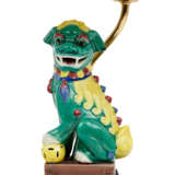Colored glazed guardian lion as a table lamp, - фото 2